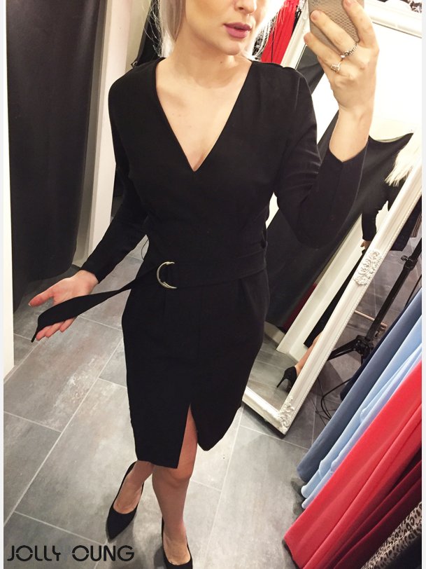 RITA Sort midi kjole