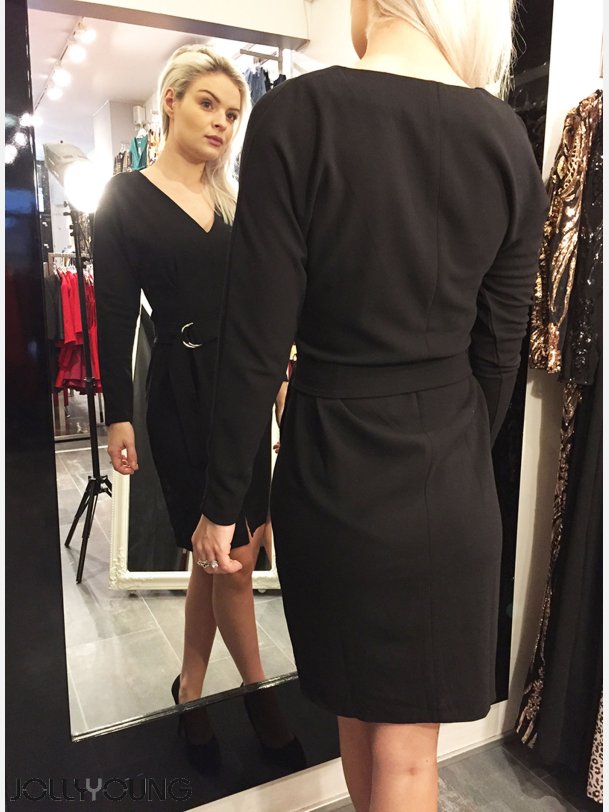 RITA Sort midi kjole