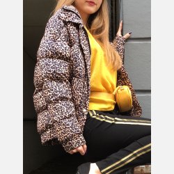 ROJA Vinterjakke i animal print med hj krave 