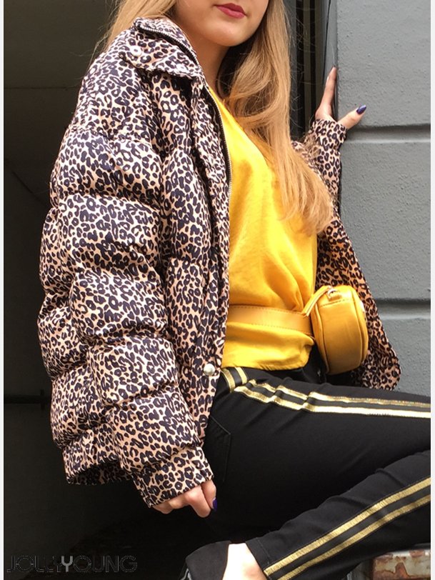 ROJA Vinterjakke i animal print med hj krave 