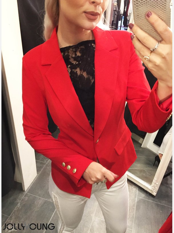 RIDER Rd habitjakke med guld knapper