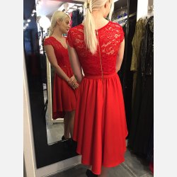 CINDY Rd kjole med blonder