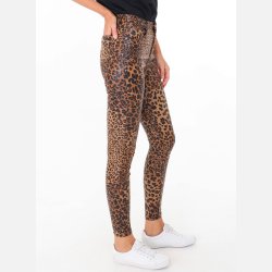 SANDRA Leo print coated stretchy bukser