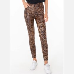 SANDRA Leo print coated stretchy bukser