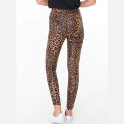 SANDRA Leo print coated stretchy bukser