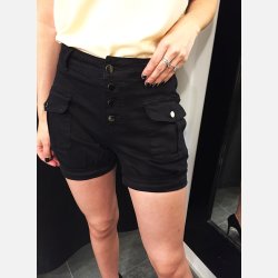 ROSALIA Shorts med knapper i sort farve