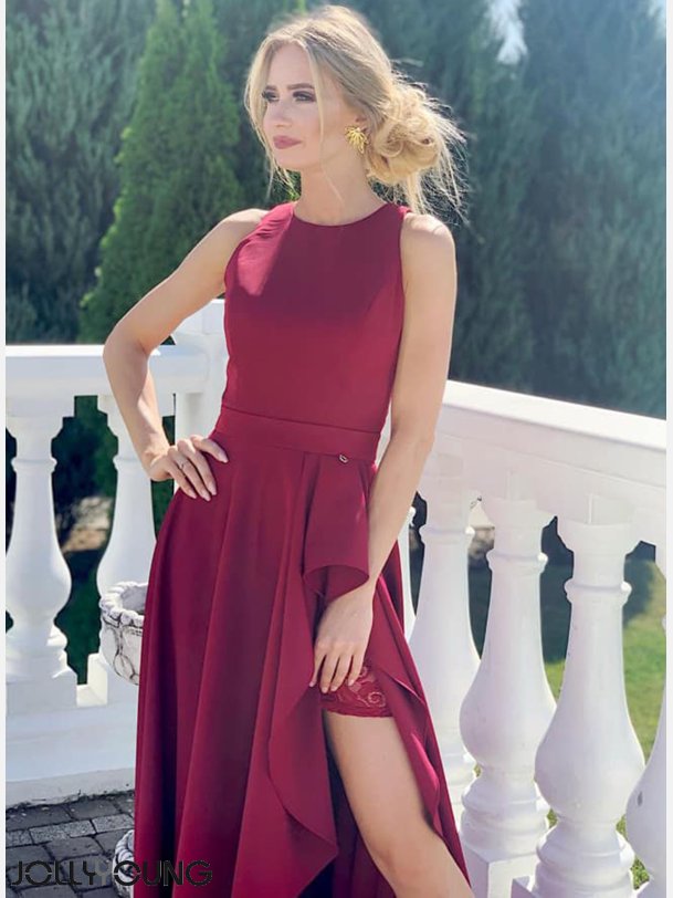 SONIA Lang kjole i bordeaux farve