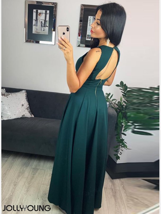 SONIA Lang kjole i grn farve