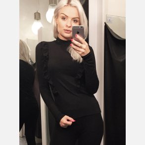 BINETTE Sort bluse med flse