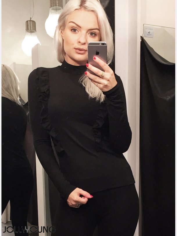 BINETTE Sort bluse med flse