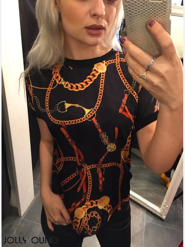 BXULMILLE Sort top med print