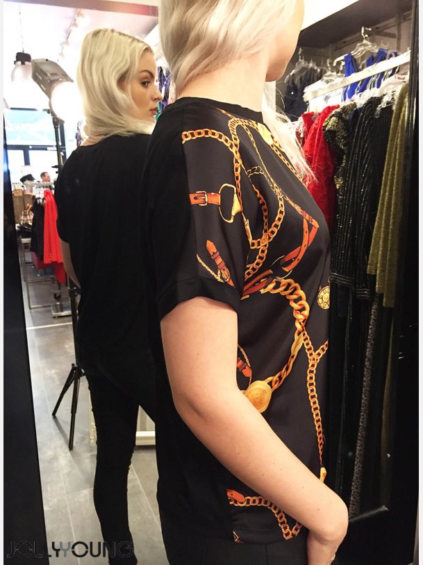 BXULMILLE Sort top med print