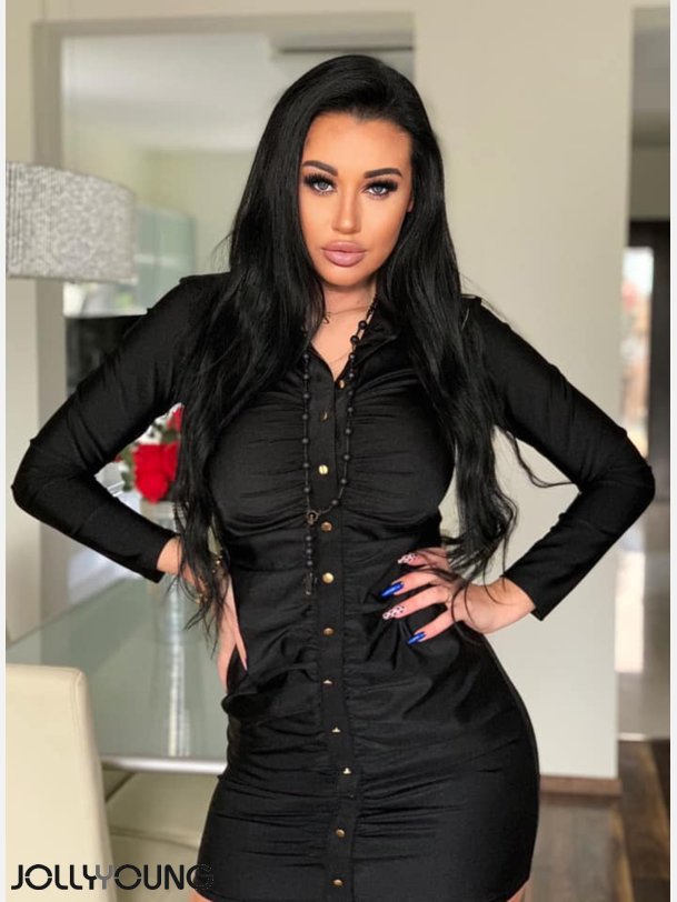 ATICO Sort kjole med knapper