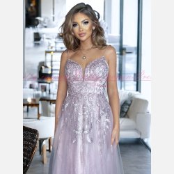 AURELLA -Lyng Maxi Kjole med Fine Stropper og Elegante Broderier