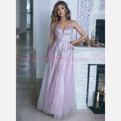 AURELLA -Lyng Maxi Kjole med Fine Stropper og Elegante Broderier