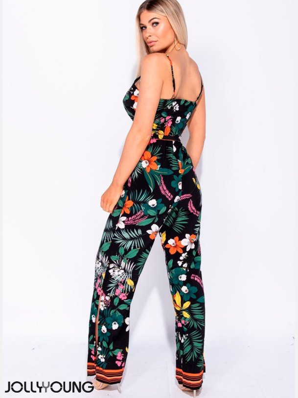 VIRA Blomsterprint bukserdragt med vide ben