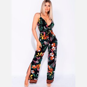 VIRA Blomsterprint bukserdragt med vide ben