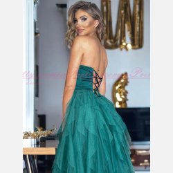 CORDEON - Grn Stropls Maxi Kjole med Lang Slids og Corsage-Stil Top