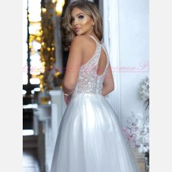 HELENA-Hvid Maxi Kjole: Brudekjole med Dekorative Broderier