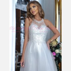 HELENA-Hvid Maxi Kjole: Brudekjole med Dekorative Broderier