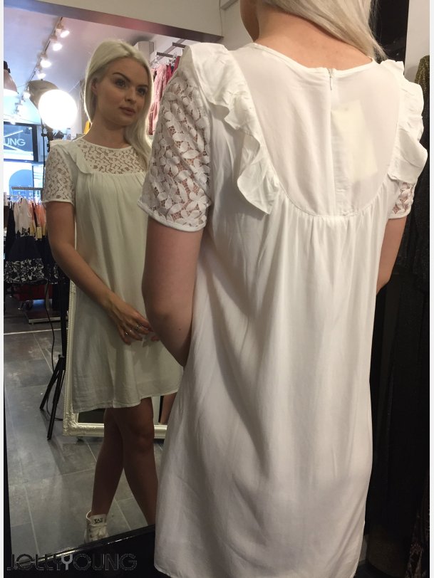 ORIANE Hvid kjole med blonder