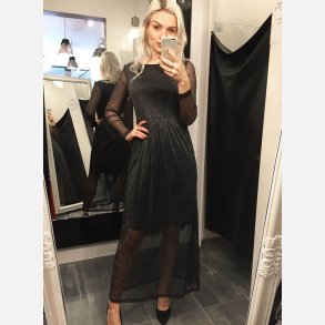 SEFFIE Lang sort glimmer kjole