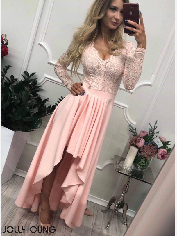 LOREN Rosa kjole med blonder