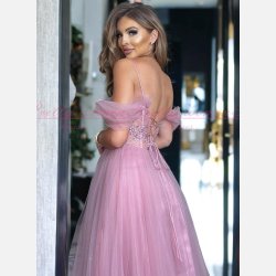 LYANNA-Tyl Gallakjole med Corsage-Top i lyng farve