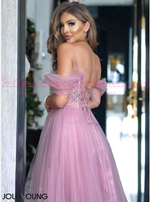 LYANNA-Tyl Gallakjole med Corsage-Top i lyng farve