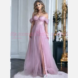 LYANNA-Tyl Gallakjole med Corsage-Top i lyng farve