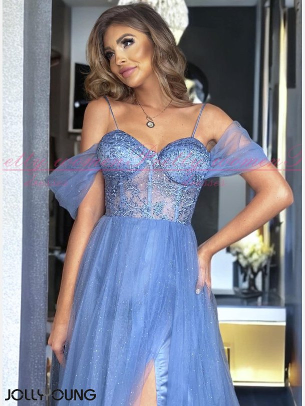 LYANNA-Tyl Gallakjole med Corsage-Top