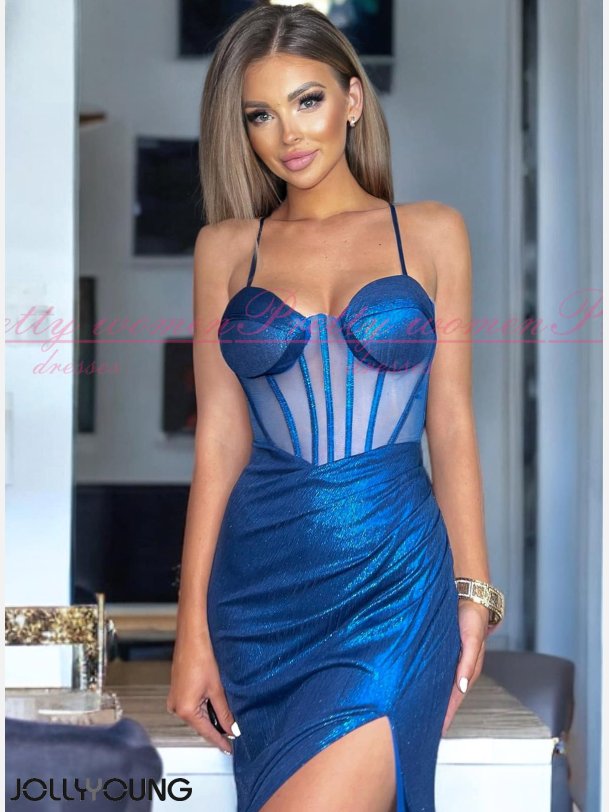 WIRENKA-Kongebl Skinende Maxi Kjole