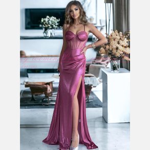 WIRENKA-Pink Skinende Maxi Kjole